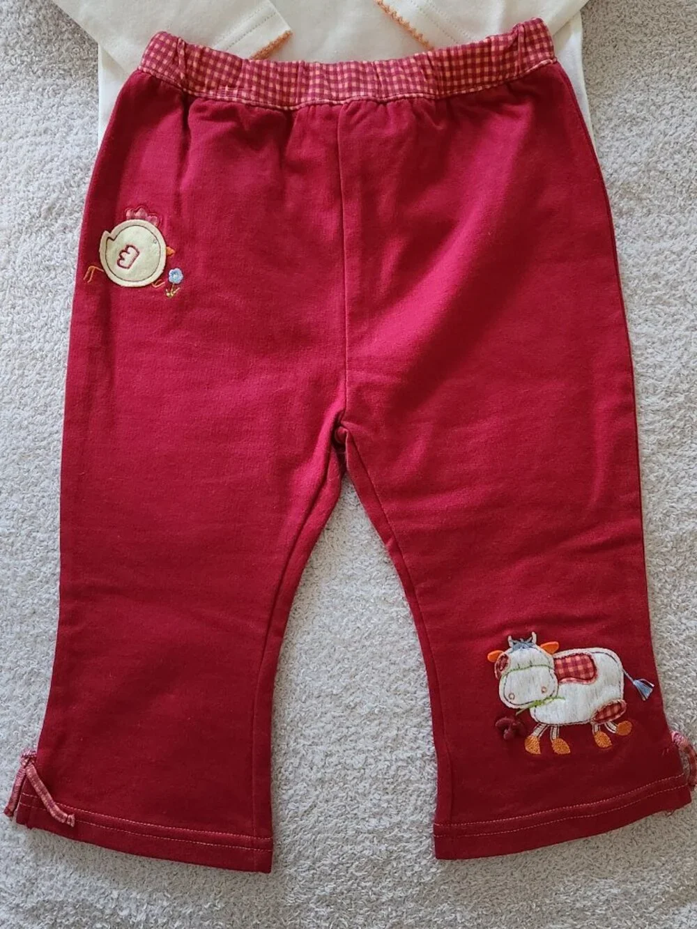 Lil' Jellybean - Girls' 3-Pc Red Farm Animal Pant Set